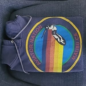 Aviator Nation Navy and Grey Malibu Pullover Hoodie XS